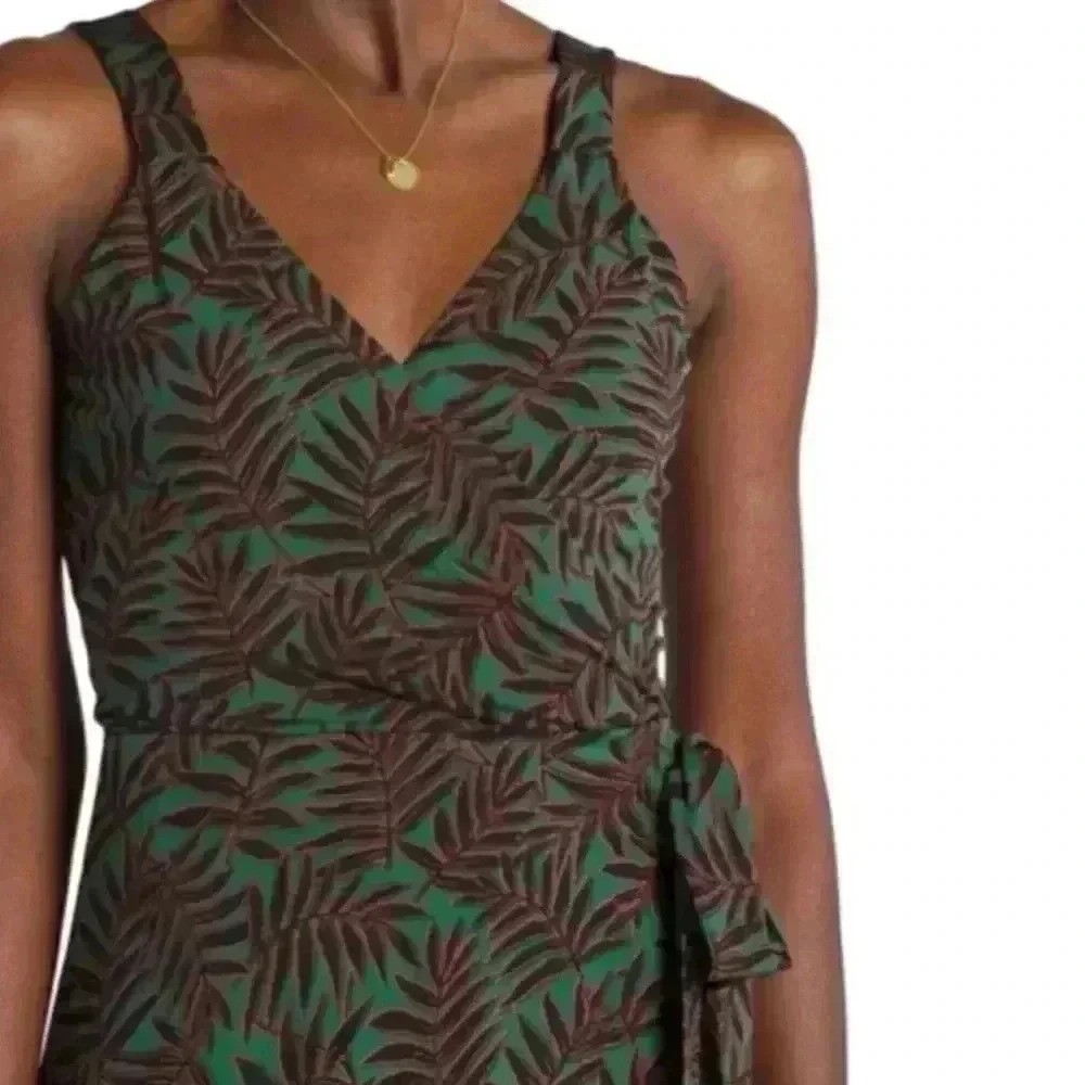 41 Hawthorn Tie Waist Midi Dress in Floral Tropical Green/Peach. X Small. NWT! - Picture 6 of 15